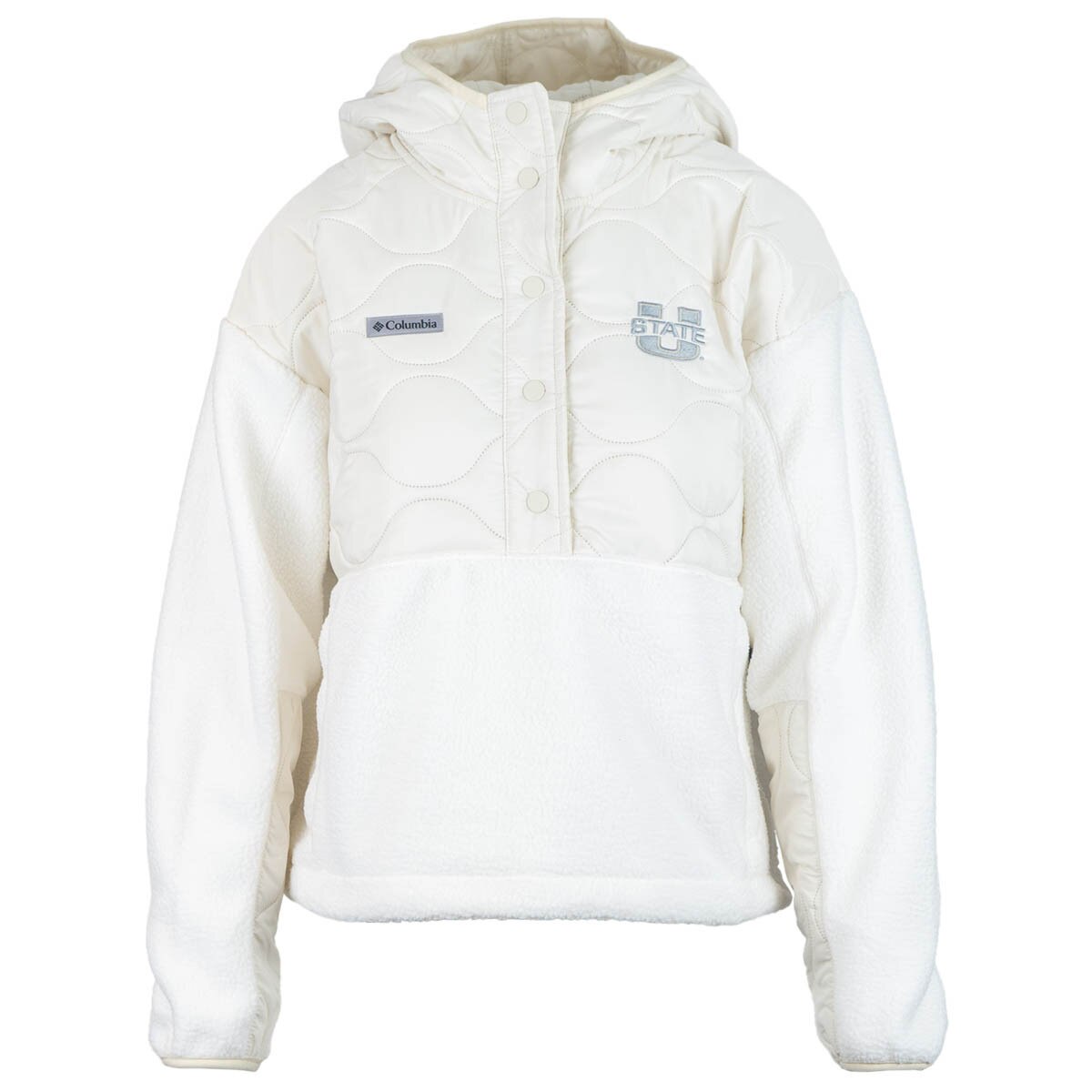 Women's Columbia u-state quilted fleece white hooded jacket